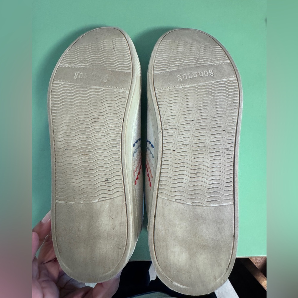 Soludos White Leather Sneakers with Rainbow Accents, size 7.5 - Picture 5 of 5